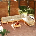 thumbnail image 1 of vidaXL 9 Piece Garden Lounge Set with Cream Cushions Solid Pinewood, 1 of 5
