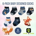thumbnail image 2 of Peak 2 Peak Unisex Infant, Baby and Toddler 6-Pack assorted Ankle Socks - Designs and Colors(Fox, 12-24 Months), 2 of 3