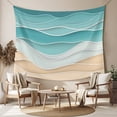 thumbnail image 2 of Turquoise Large Tapestry for Bedroom Wall Hanging Tapestry, Ocean Wave Stripes Modern Abstract Beach Ceiling Backdrop Tapestries Poster Blanket Wall Decor for Teens Room Living Room Dorm 100" x 59", 2 of 8