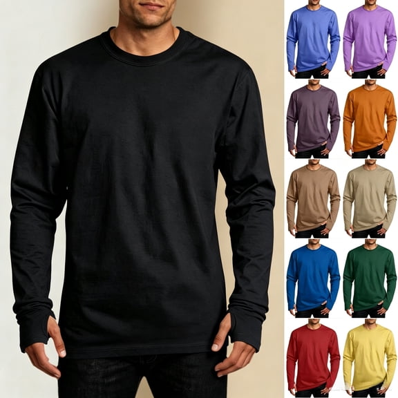 gbyLJF Mens Long Sleeve Workout Shirts Lightweight Breathable Athletic Tops Casual Sporty Crewneck T-shirt