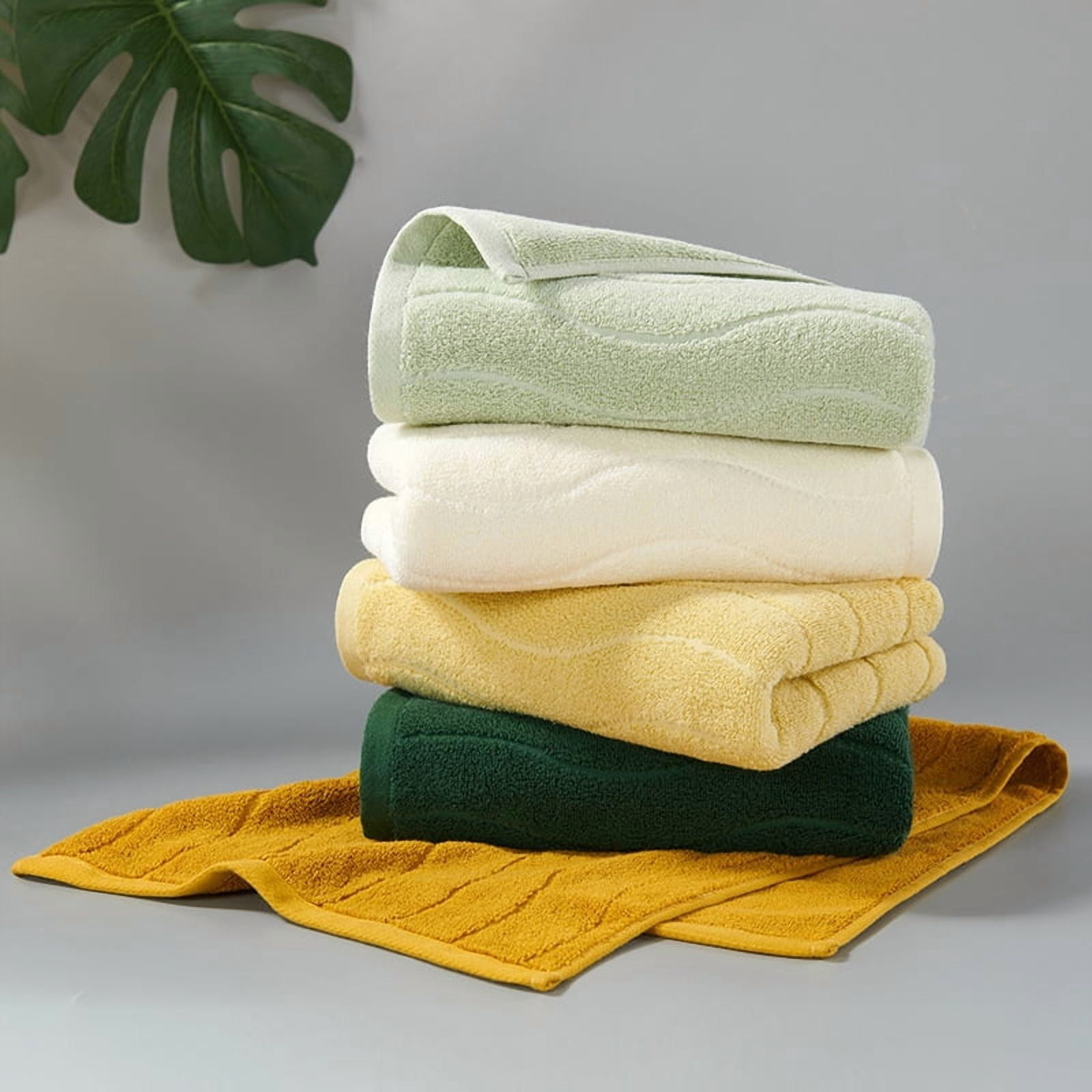Zhuge 4 Pack Dark Green Wavy Stripe Cotton Hand Towels 13x29 Inches, Ultra Soft Highly Absorbent Small Towels for Bathroom Vanity & Daily Use