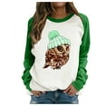 thumbnail image 2 of Blczomt Cotton Womens Sweatshirts Trendy Crewneck Green Pullover Sweatshirt Cute Graphic Owl Print Fall Long Sleeve Women's Tops, 2 of 5