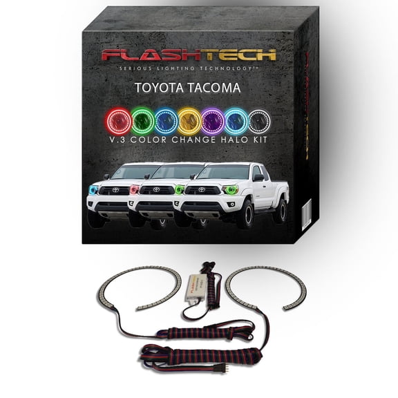 Flashtech RGB Multi Color Changing LED Halo kit for 2012-2015 Toyota Tacoma Headlights