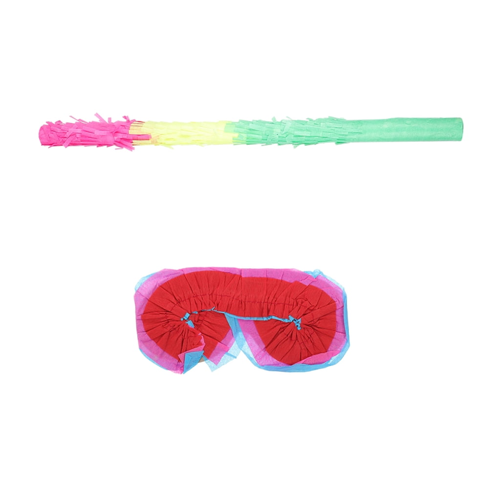 OHOIOLLA 1Set Lightweight Pinata Stick with Multicolor Paper for Fun Party and Blindfold Set