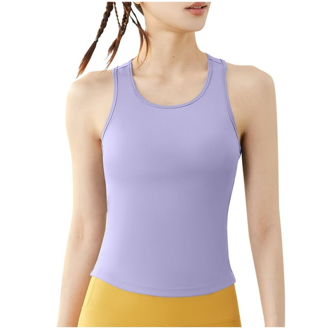 Tops de Yoga para Mujeres Manga Corta Cuello Redondo Deportes Elásticos, Top Ajustado para Primavera Verano Y Otoño