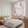 thumbnail image 4 of Ocean Orange Red Kitchen Curtains, Coastal Starfish Coral Shell Marine Light Filtering Window Curtain Panels, 2Pcs Rod Pocket Window Treatments Set for Living Room Bathroom Bedroom 42x63 Inches, 4 of 9