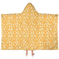 Orange Daisy Flower Floral Pattern Hooded Bath Towel,60"x35" for Ages 3 To 12 Kids, Quick Dry Lightweight Soft Microfiber Hood Beach Towel Cover Up for Kids