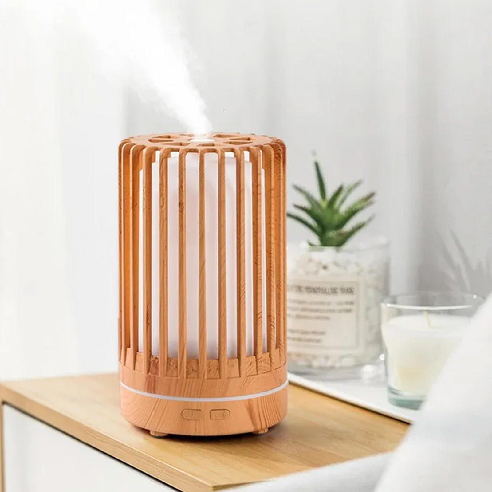 Suodoka 200 ml Compact USB‑Powered Ultrasonic Humidifier & Diffuser with Bird‑Cage Design, Low‑Noise, Auto‑Off, Colorful LED Lights