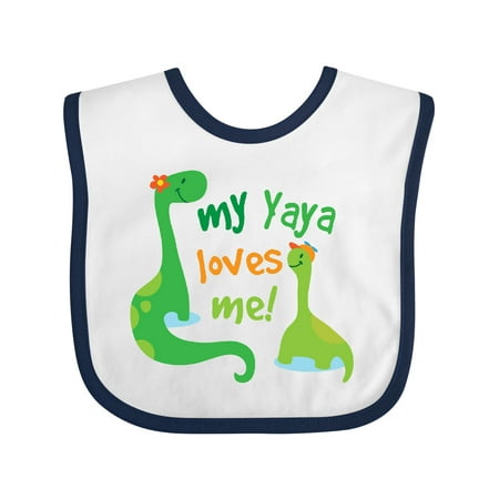 

Inktastic My Yaya Loves Me Grandson Dinosaur Gift Baby Boy Bib