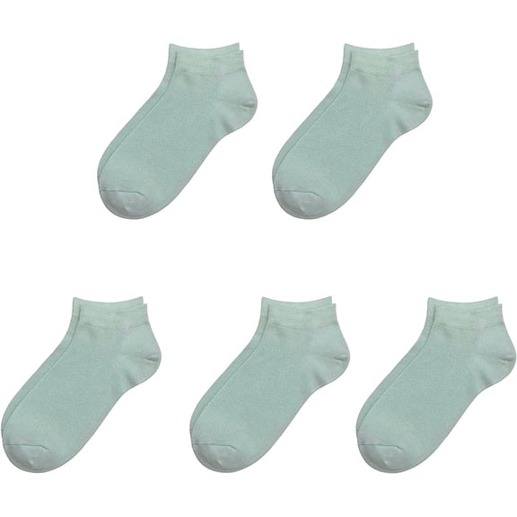 SERISIMPLE Kids Thin Ankle Viscose Bamboo School Socks Stretch Cuffs Athletic Sock Anti-odor 5 Pairs (Blue-green, Large)