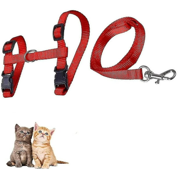 Arnés para gatos rojo ajustable, - Chaleco para gatos, Arnés para gatos con Le