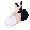 thumbnail image 2 of PEACNNG Newborn Baby Summer Bodysuits, Solid Cotton Ribbed Shorts Boys Girls Clothes Style Elastic Waist Suspender Shorts, 2 of 5