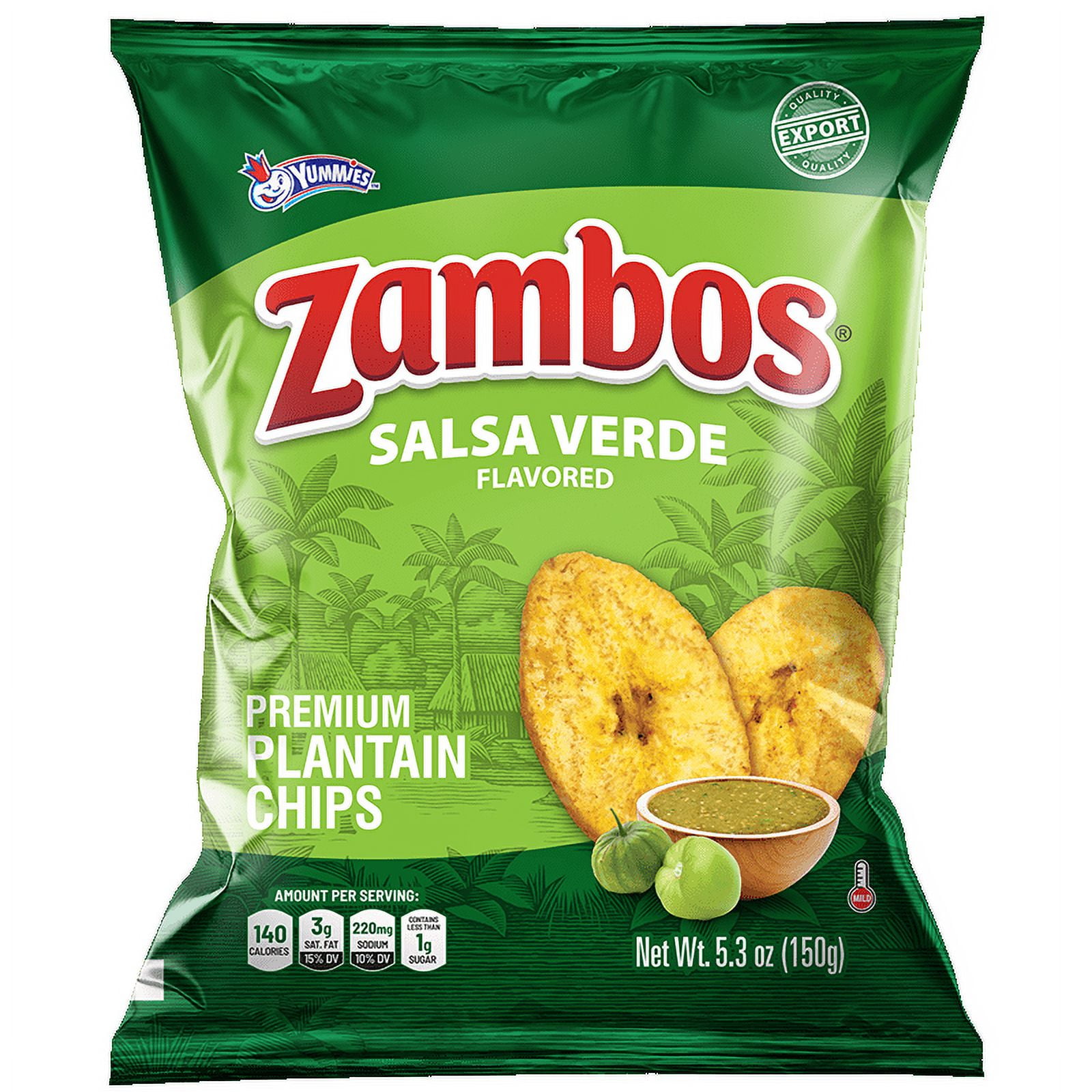 Zambos Premium Salsa Verde Plantain Chips, 5.30 oz Bag