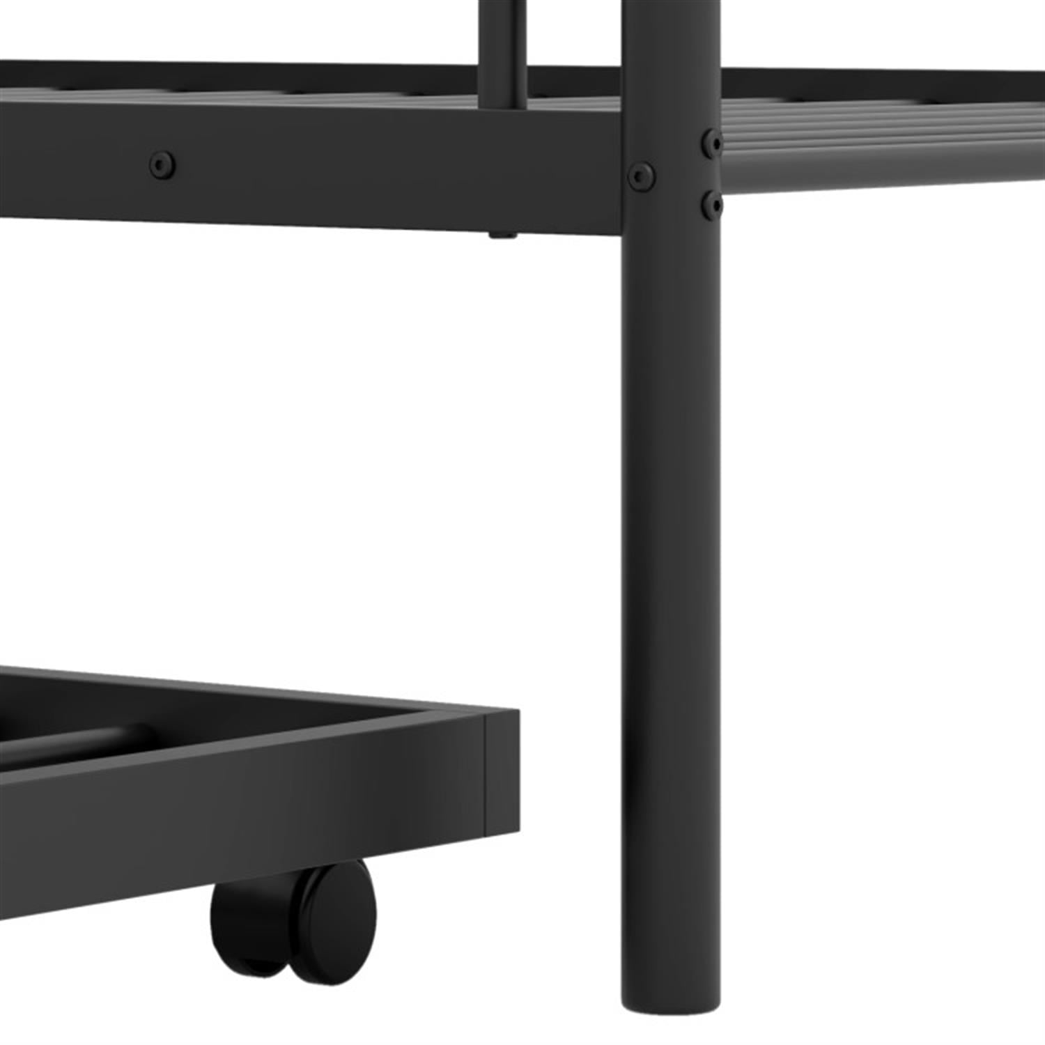 Demi Bonn Twin Over Twin Bunk Bed with Ladder and Full-length Guardrails, Metal Bunkbeds with Trundle for Bedroom, No Box Spring Needed, Black