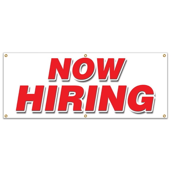 SignMission B-72 Now Hiring 24 x 72 in. Now Hiring Banner Sign