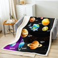 thumbnail image 2 of Universe Room Decor Throw Blanket Outer Space Blanket Galaxy Fleece Blanket, Solar System Fuzzy Blanket for Teens Galaxy Starry Sky Planet The Earth Print Sherpa Blanket 40鈥渪50", 2 of 6