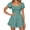 Green, variant on Summer Squareneck Women Shirred Smocked Short Wide Leg Romper Jumpsuit