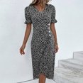 thumbnail image 3 of Vestido A Media Pierna Vestido bohemio de mujer de manga corta floral Hi-Low Hem Split Beach Dress (Negro XXL) Ygjytge para Mujer Negro T 24, 3 of 6