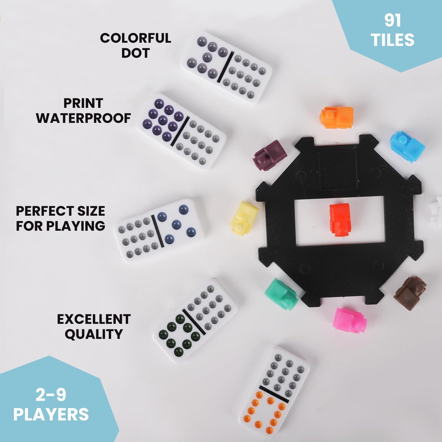 Tradeopia Mexican Train Dominoes Set Double 12 With 91 Tiles