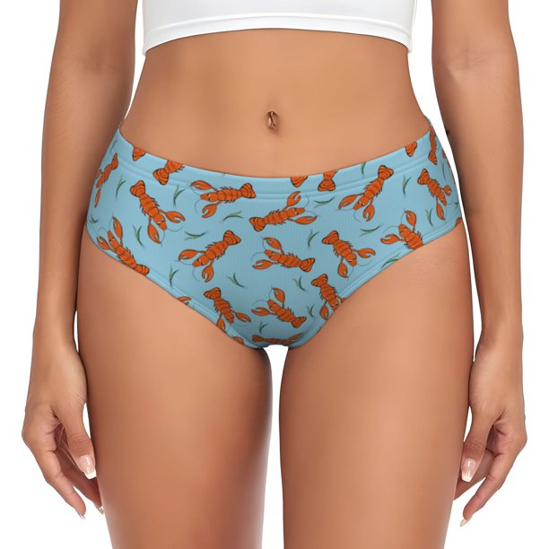 Balery Funny Lobsters Ropa Interior de Algodón para Mujer con Dibujo – Braguitas Cómodas y Elásticas, Estilo Clásico-X-Small