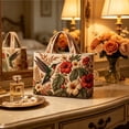 thumbnail image 5 of Hummingbird Tote Bag with Floral Pattern, Embroidered Style Polyester Shoulder Handbag, Lightweight Shopping and Commuter Purse for Women, 5 of 5