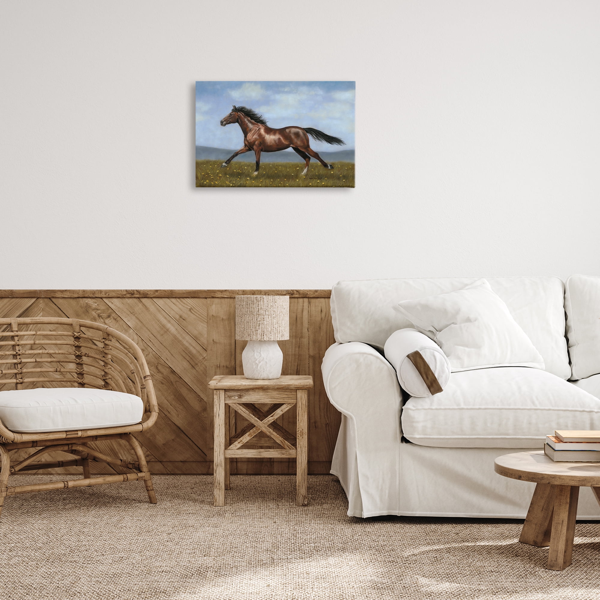 Stupell Industries Brown Running Mare Animals & Insects Painting Gallery Wrapped Canvas Art Print Wall Art, 24 x 16