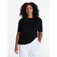 thumbnail image 2 of Time and Tru Women's Crewneck Sweater with Short Sleeves, Lightweight, Sizes XS-XXXL, 2 of 5