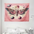 thumbnail image 2 of Ambesonne Pink Tapestry Wall Hanging, Celestial Moth with Planets, 80"x60", Rose Cadet Blue, 2 of 3