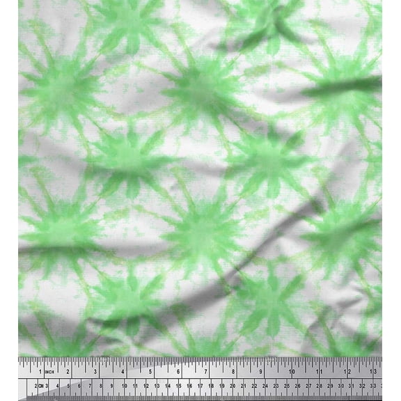 Soimoi Green Cotton Duck Fabric Sparkle Tie-Dye Printed Fabric 1 Yard 44 Inch Wide