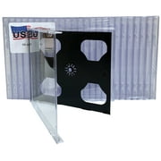 USDISC CD Jewel Cases Standard 10.4mm, Double 2 Disc, Black, Pack Of 100