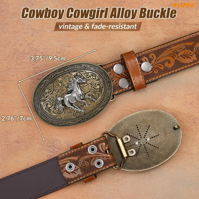 WHIPPY Men Western Cowboy Leather Belt Women Cowgirl  display picture 1