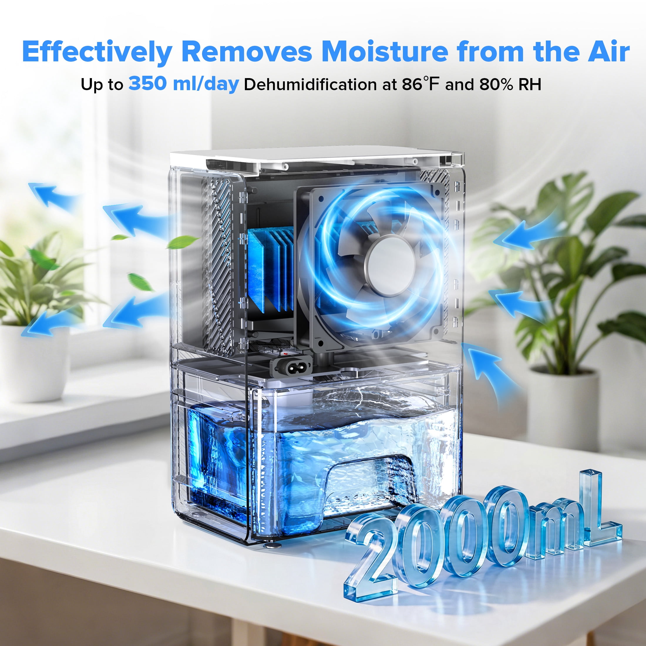 KISSAIR Dehumidifier for Home, 67oz Large Tank, Quiet Sleep Mode, 24H Timer, Auto Shut Off, 7 Color LED Light for Bedroom Bathroom Basement