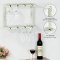 thumbnail image 4 of 2 Tier Wall Mounted Wood Wine Glass Holder Rack, Set of 2, Gray Green, 4 of 7