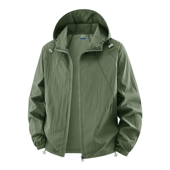 KeShDi Jacket for Men Hooded Long Sleeve Zip Up Casual Coat with Pockets and Belt Loose Fit Army Green 4X
