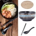 thumbnail image 2 of 2xCeramic Tazón De Ramen Japonés Grande 1500 Ml Tazón De Porcelana Con Tapa Y Cuchara Sunnimix Cuencos de cerámica, 2 of 8