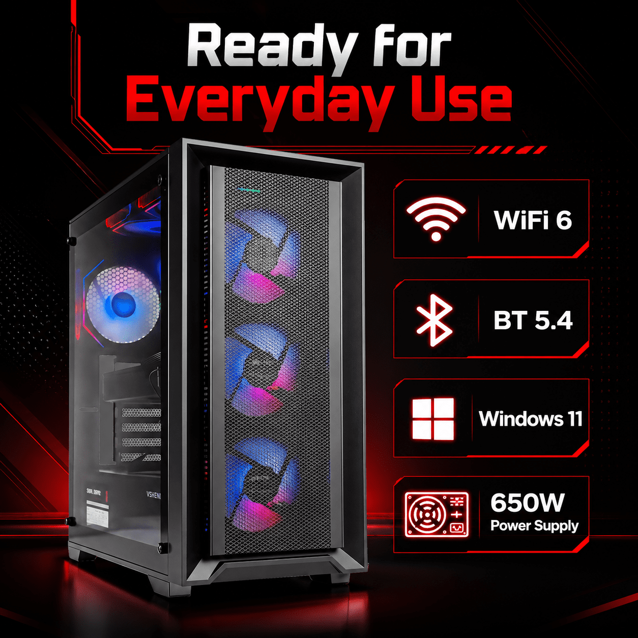 Gaming PC Desktop Computer Intel I7, GTX 1050, 32GB RAM, 256GB SSD + 1TB HDD, WiFi6 & BT5.4, Windows 11, With Keyboard & Mouse