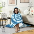 thumbnail image 4 of Wearable Blanket,Blue Tie Dye Mandala Pattern Hooded Wearable Flannel Blanket for Adults & Teens,Winter Poncho Shawl Wrap Cape Cozy Anti-Pill,50"x60", 4 of 5