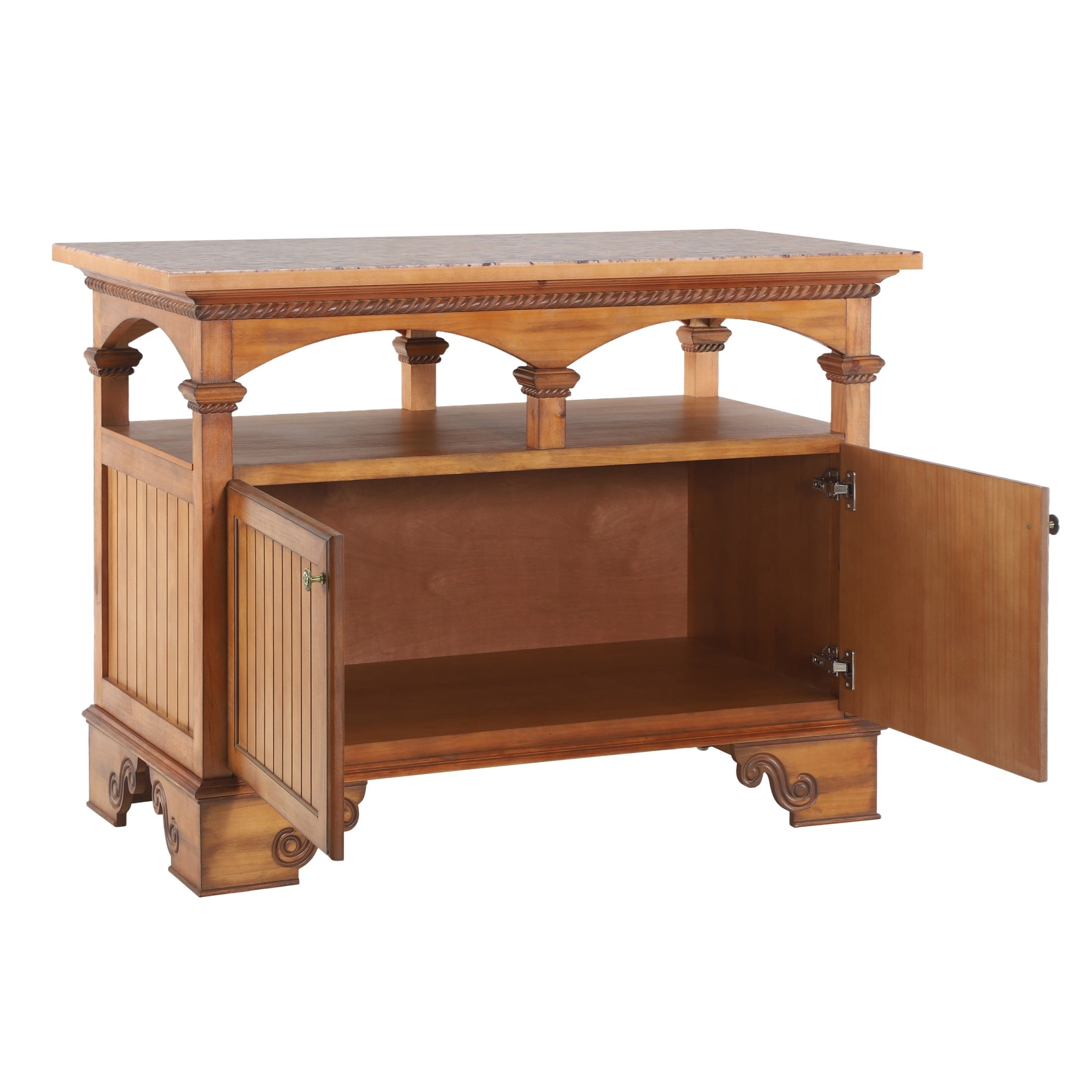 Christopher Knight Home 47" Vintage Wood Kitchen Island with Storage Cabinet and Open Shelf, Walnut