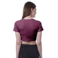 thumbnail image 5 of Moomaya Women Front Knot Crop Top Short Sleeve Round Neck Tee Shirt Knotted Tops, 5 of 7