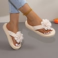 thumbnail image 5 of Rokment Flower Platform Flip Flops for Women Beach Boho Comfortale Chunky Mid Heel Memory Foam Slip on Dress Sandals Waterproof Quick-Dry Slides Slippers Indoor Outdoor White Size 9.5, 5 of 9
