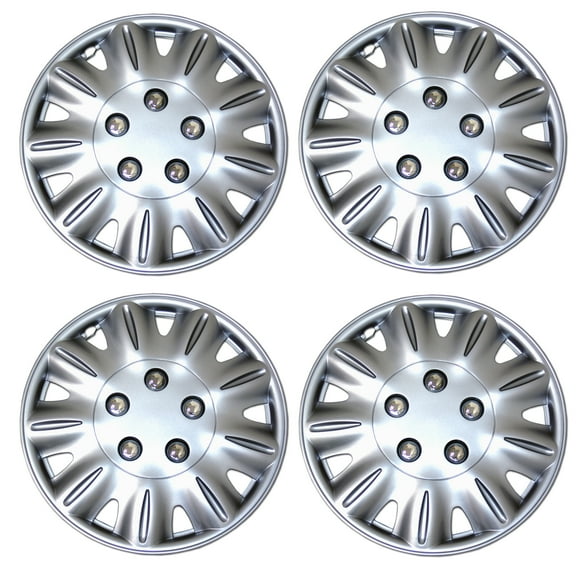 TuningPros WSC3-029S15 Set of 4  Metallic Silver Hubcaps 15" - Hub Caps Wheel Skin Cover 15 inches 4 Pcs Set