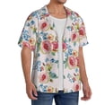 thumbnail image 2 of KLL Rose Flowers Print Men's Shirt Short Sleeve Button Down Summer Cuba Beach Shirts- Small, 2 of 5