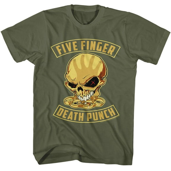 Five Finger Death Punch Skull and Knuckles Military Green Adult T-Shirt