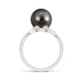 thumbnail image 2 of Angara Tahitian Cultured Pearl Bypass Ring with Diamond Halo in 14K White Gold for Women | June Birthstone Jewelry for Her, 2 of 8