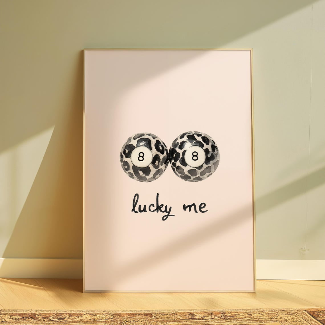 Lucky Me 8 Ball Retro Wall Art Print Playful Game Room Decor Unframed Paper Print
