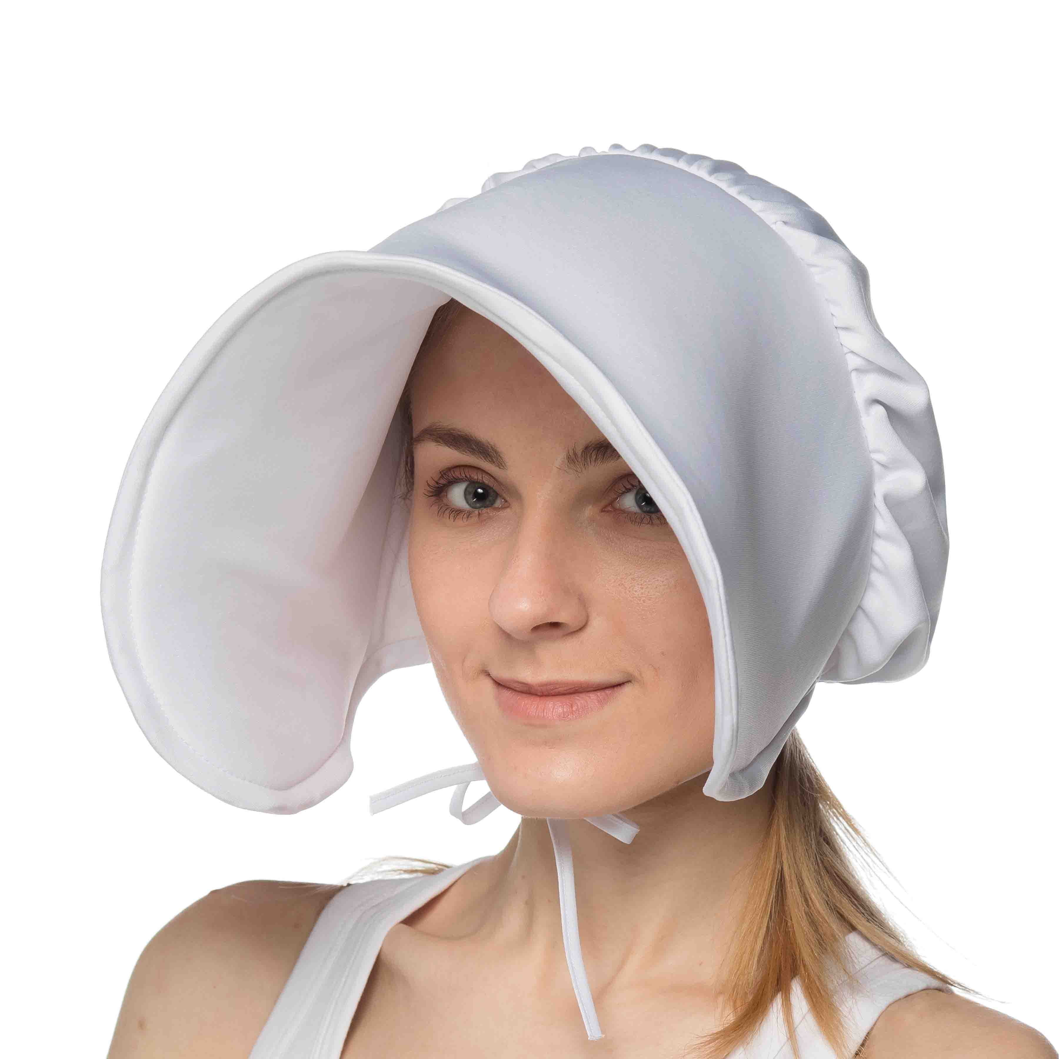Girls Victorian Bonnet Hat White Servant Maid Fancy Dress Costume Headdress NEW 