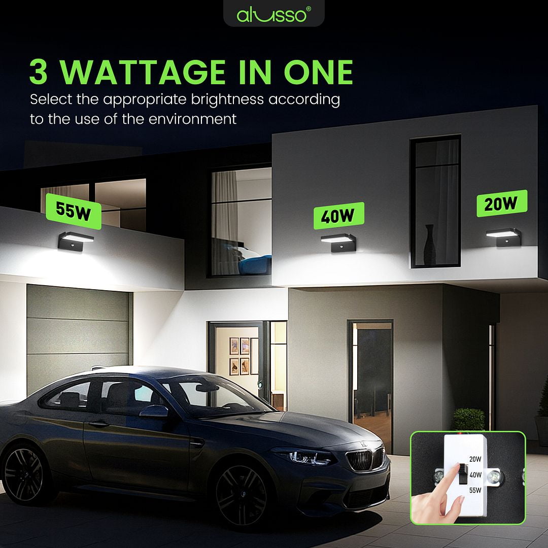ALUSSO 3WT LED Rotatable Wall Light mit Sensor 3CCT 150°Swivelling Outdoor Lamp