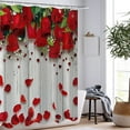 thumbnail image 4 of Valentine''s Day Shower Curtain, Romantic Red Hearts Valentines Day Shower Curtain Bathroom Decor, Red Rose Flowers Valentines Shower Curtain Waterproof Fabric Shower Curtain with Hooks, 4 of 5