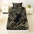 thumbnail image 3 of Castle Fairy Vintage Camo Deer Twin Sheets 3pcs,Kawaii Stripes Bow Bedding,Sage Black Cream,1 Fitted Sheet, 1 Flat Sheet and 1 Pillowcase, 3 of 6