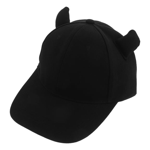 CTIRCHIU Adjustable Black Baseball Hat with Horn Decoration Unisex Cotton Outdoor Sports Cap for Travel